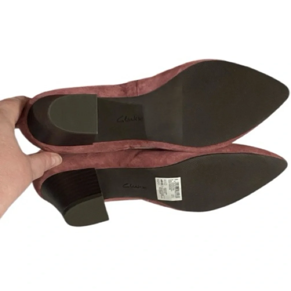 Clarks kitten heels, Suede Leather Teresa Step, Pumps, Dk Rose, Sz 11 Wide, NWT - Picture 10 of 11